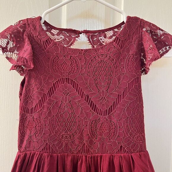 Joyfolie Mia Joy Lacy Petticoat Dress in Burgundy Girls Size 7 - Picture 5 of 16